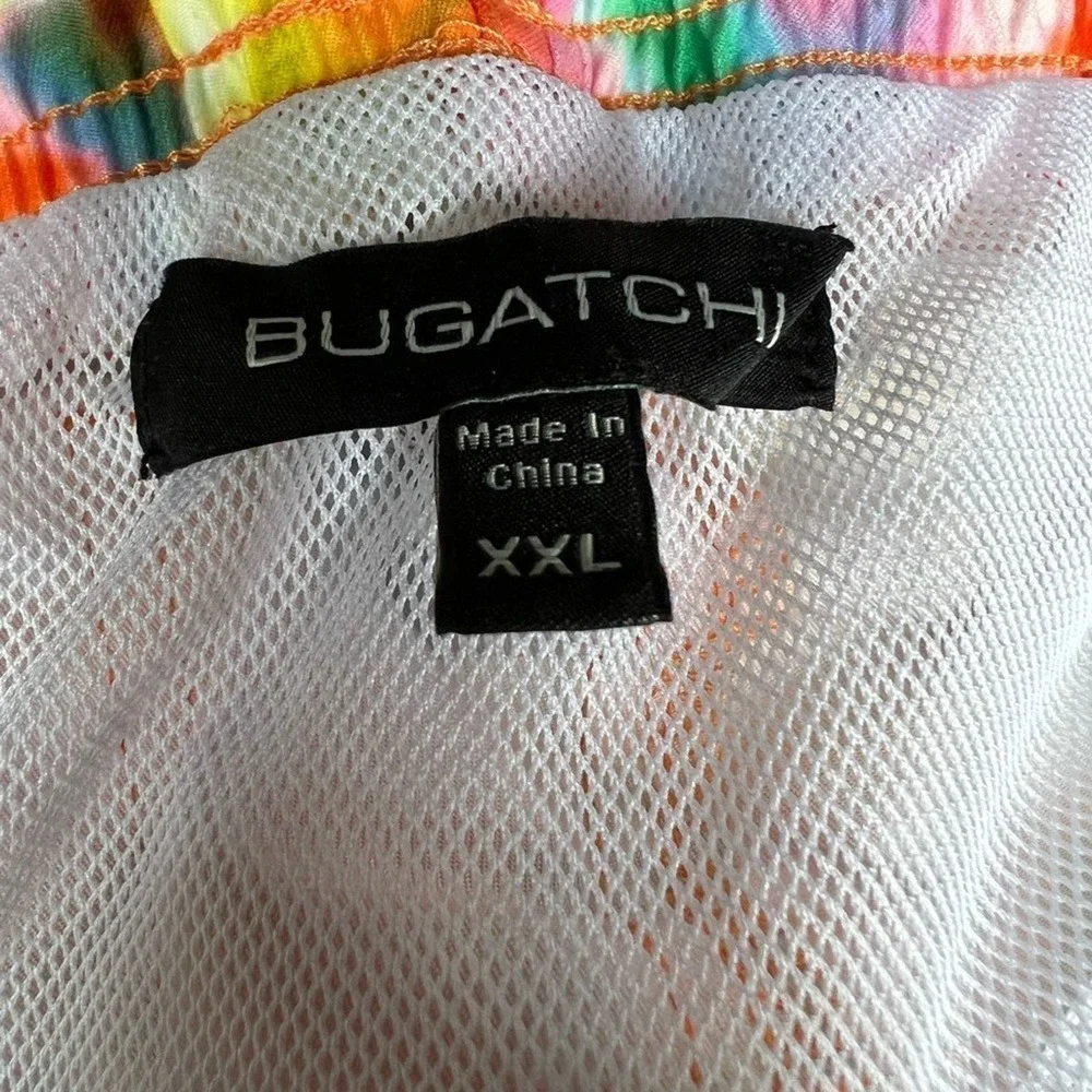 Bugatchi Tropical Print Swim Trunks Classic Lined Velcro Back Pocket Size XXL